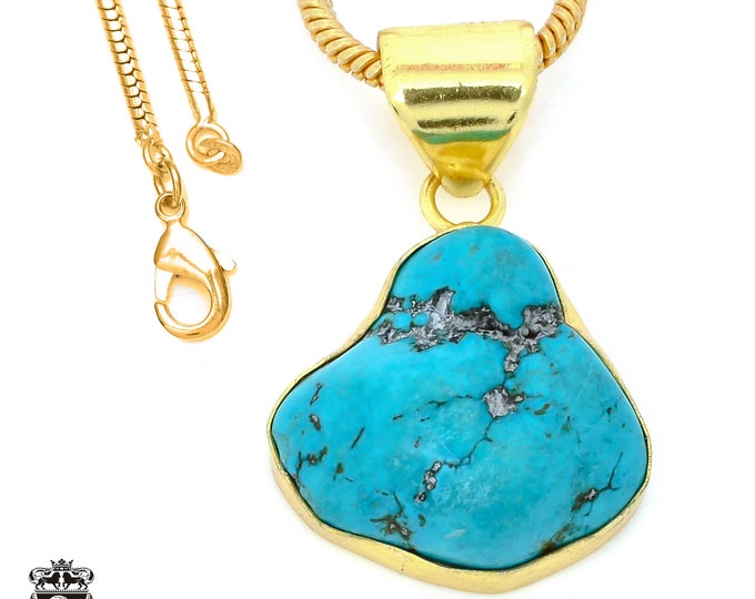Tibetan Turquoise Nugget Pendant Necklaces & FREE 3MM Italian 925 Sterling Silver Chain GPH921