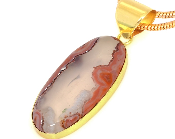 Laguna Lace Agate Pendant Necklaces & FREE 3MM Italian 925 Sterling Silver Chain GPH1626