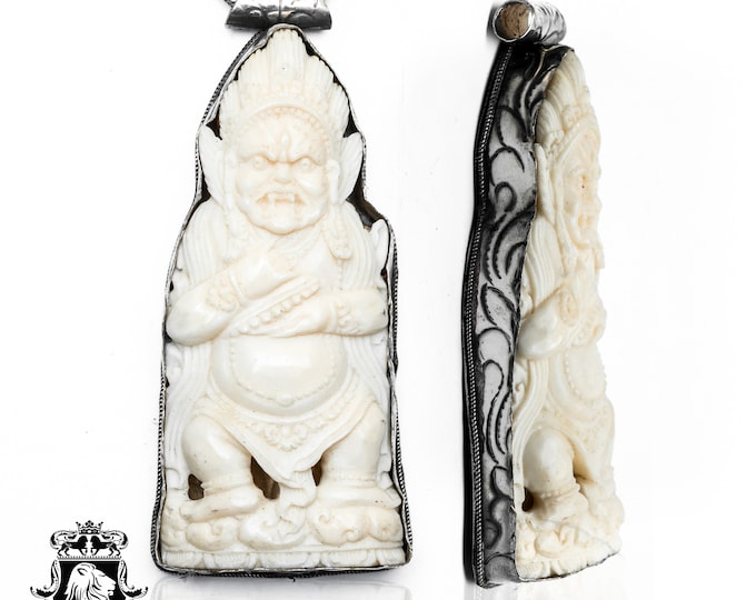 Symbol of Health and Good Fortune BARONG Carving Pendant & FREE 3MM Italian 925 Sterling Silver Chain N390