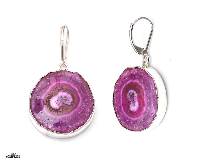 Hot Pink Stalactite 925 Sterling Silver Dangle & Drop Leverback Earrings E285