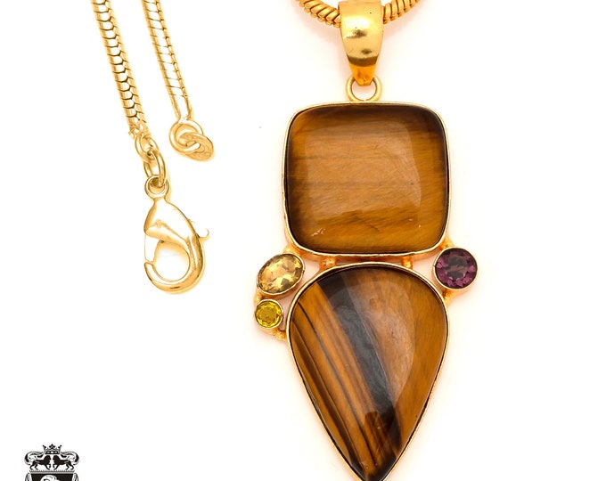 Tigers Eye 24K Gold Pendant & 3mm Snake Chain GP43