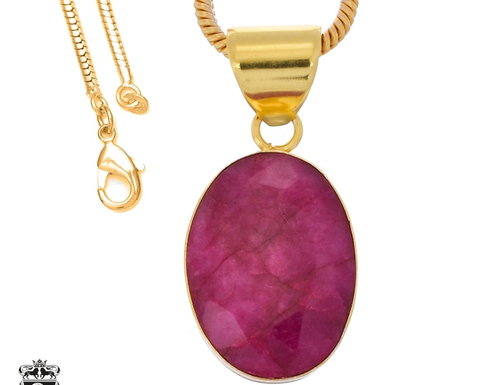 Ceylon Ruby Pendant Necklaces & FREE 3MM Italian 925 Sterling Silver Chain GPH1259