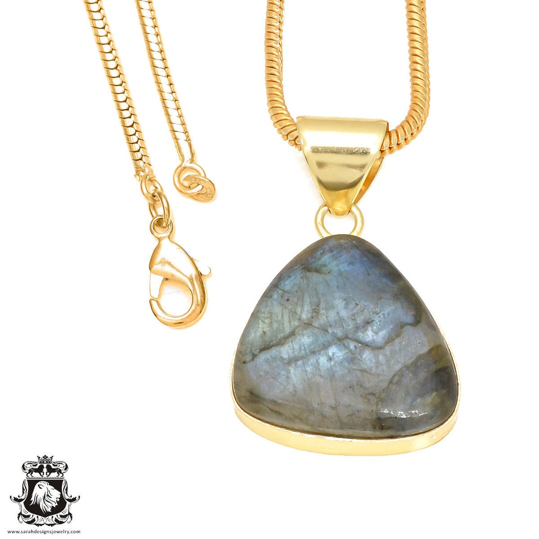 ブルーラブラドライトペンダントネックレス＆イタリア製925