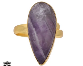 Chevron Amethyst Ring Meditation Ring 24K Gold Ring GPR420