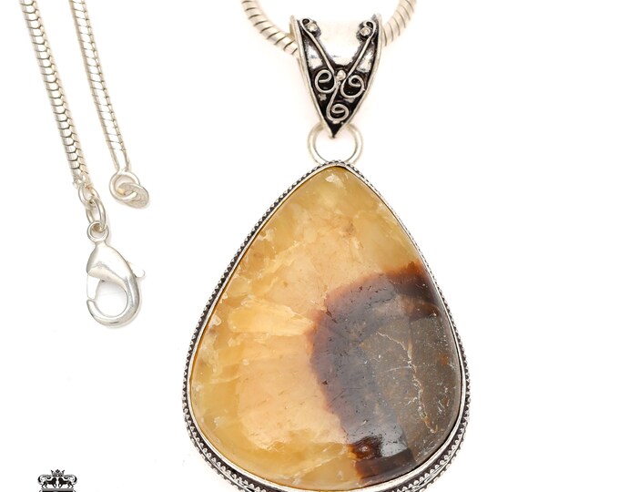 Septarian Dragonstone Pendant & FREE 3MM Italian 925 Sterling Silver Chain  V967