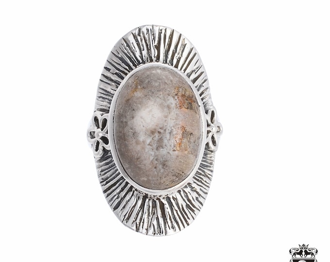 SIZE 8 Fossilized Bali Coral Filigree Fine 925 Sterling Silver Ring (Nickel Free) r2564