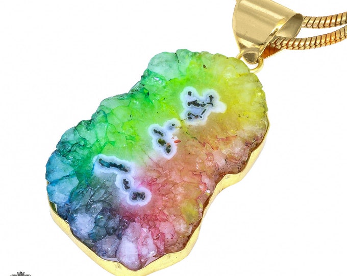 Rainbow Stalactite Pendant Necklaces & FREE 3MM Italian 925 Sterling Silver Chain GPH1211