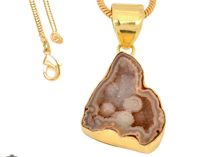 Tabasco Geode Pendant Necklaces & FREE 3MM Italian 925 Sterling Silver Chain GPH1055