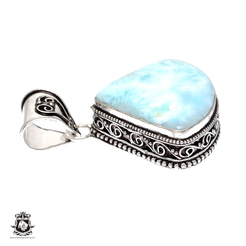 Caribbean LARIMAR Pendant 4MM Italian Snake Chain V866