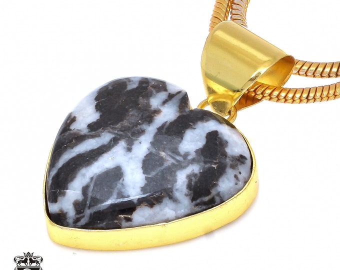 Zebra Dolomite Pendant Necklaces & FREE 3MM Italian 925 Sterling Silver Chain GPH11