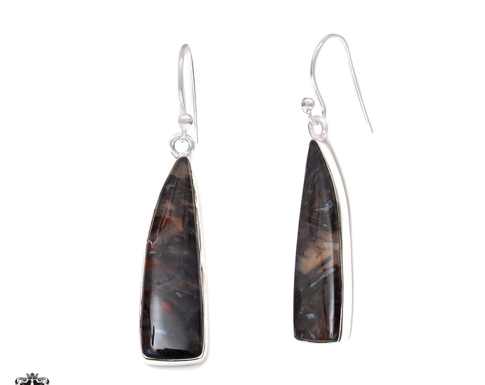 Stick Agate 925 Sterling Silver Hook Dangle Earrings E382