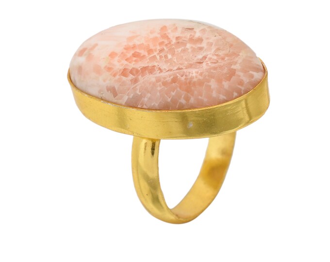 Size 6.5 - Size 8 Scolecite Ring Meditation Ring 24K Gold Ring GPR1621