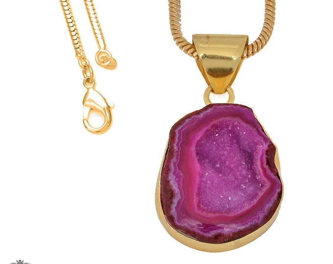 Cobalto Calcite Geode Pendant Necklaces & FREE 3MM Italian 925 Sterling Silver Chain GPH1181