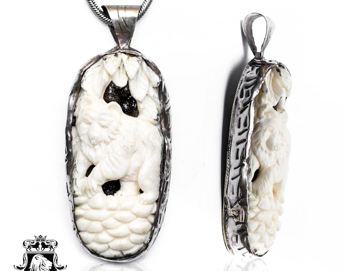 Bear in an Acorn Carving Pendant & FREE 3MM Italian 925 Sterling Silver Chain N226