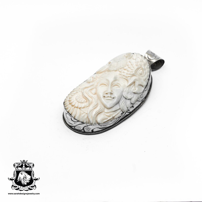 Lady Bear Eagle Carving Pendant & FREE 3MM Italian 925 Sterling Silver Chain N399 image 2