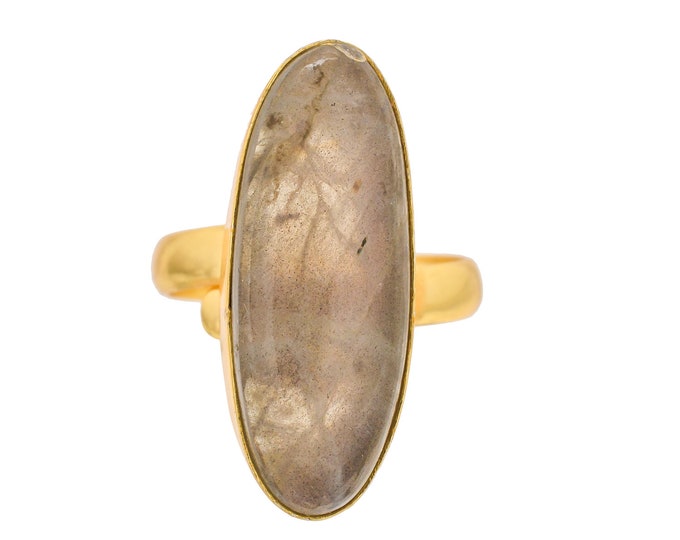Size 8.5 - Size 10 Labradorite Ring Meditation Ring 24K Gold Ring GPR1291