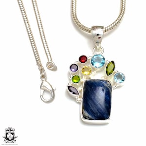 2.5 Inch Pietersite 925 Sterling Silver Pendant & 2MM Italian 925 Sterling Silver Chain P8854