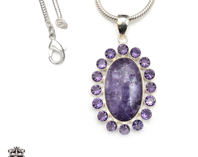 Charoite 925 Sterling Silver Pendant & 3MM Italian 925 Sterling Silver Chain P9352