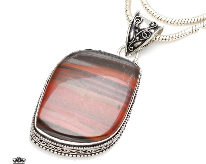 RED Tiger Eye Pendant & FREE 3MM Italian 925 Sterling Silver Chain V242