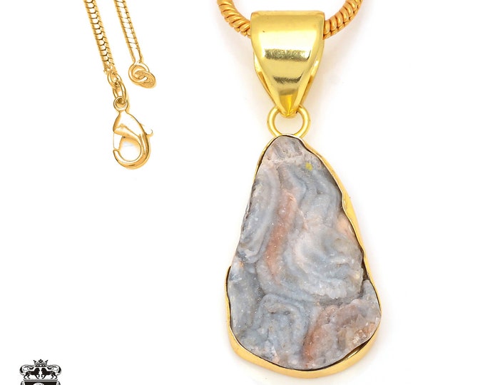 Desert Druzy Pendant Necklaces & FREE 3MM Italian 925 Sterling Silver Chain GPH216