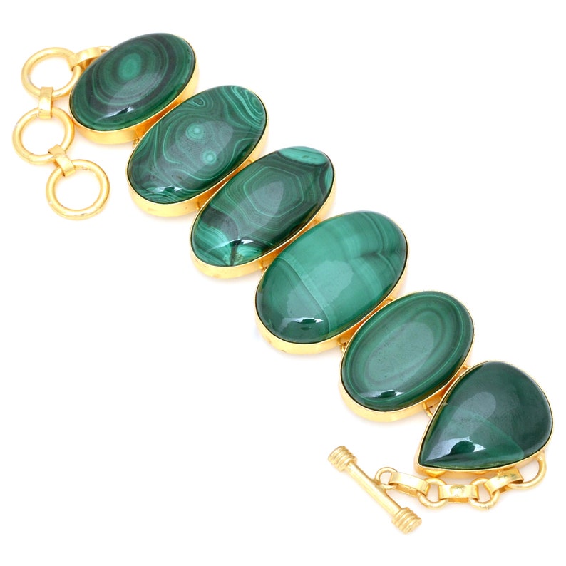Malachite Gold Plated Bracelet GB14