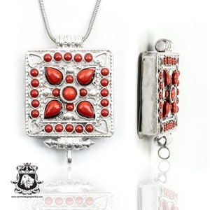 Coral Scripture Prayer Box Ghau Amulet Box Pendant Np50