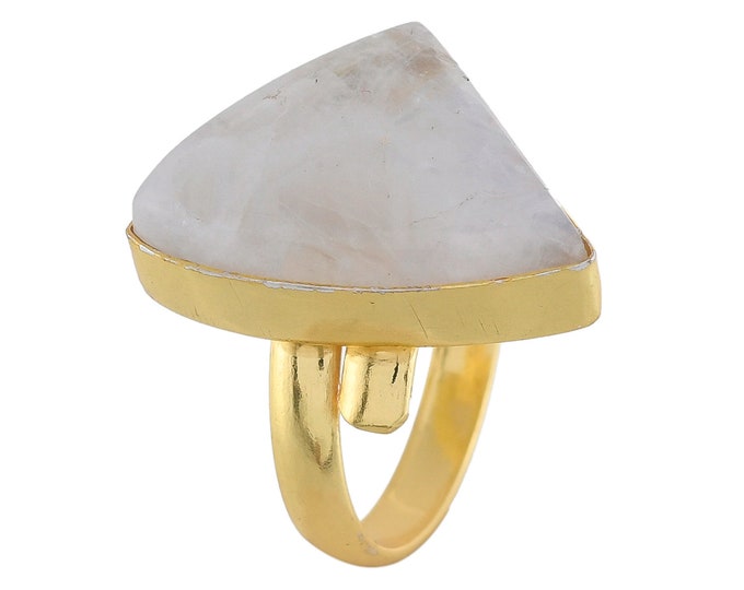 Size 7.5 - Size 9 Moonstone Black Tourmaline Ring Meditation Ring 24K Gold Ring GPR1776