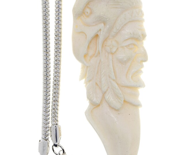 Shaman with Golden Eagle Carving Pendant & FREE 3MM Italian 925 Sterling Silver Chain C183