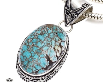 Tibetischen TÜRKIS Anhänger & FREIE 2 MM Italienisch 925 Sterling Silber Kette V431