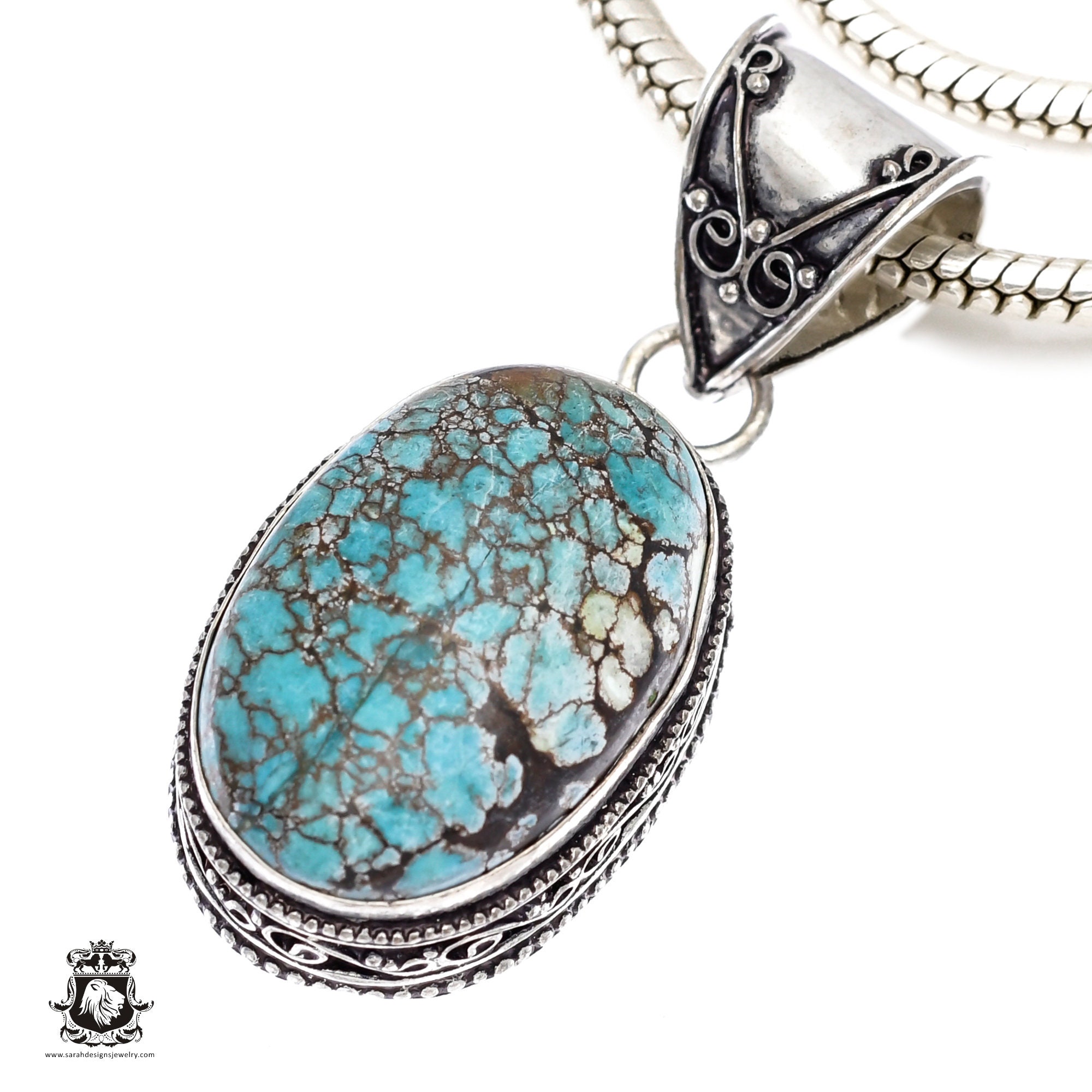 チベットターコイズペンダント＆イタリア製925スターリングシルバー