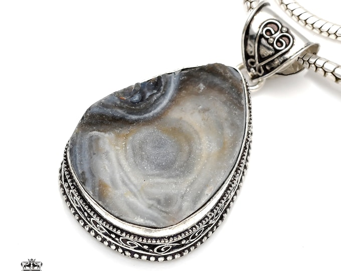 Desert Druzy  Drusy Druze Pendant & FREE 3MM Italian 925 Sterling Silver Chain V129