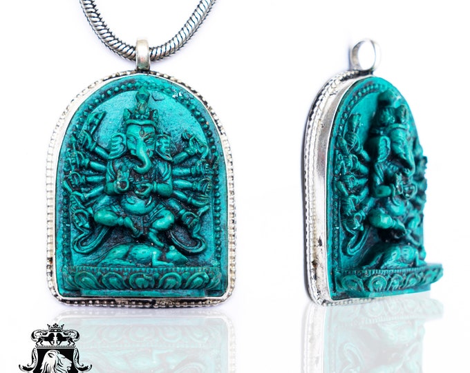 Meditation Zen Ganesha Carving Pendant FREE 3MM Italian Snake Chain N47