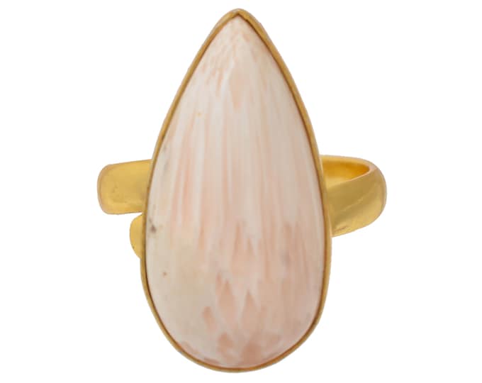 Size 8.5 - Size 10 Scolecite Ring Meditation Ring 24K Gold Ring GPR1567