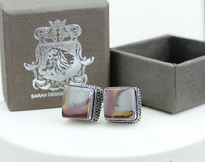 Vintage Filigree Antique 925 Sterling Silver Unisex Cufflink Men's cufflinks Mookaite Vintage Cufflinks Men's Cufflinks Men's Accessories