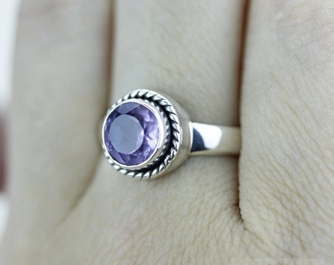 SIZE 7 AMETHYST Fine 925 Sterling Silver Ring (Nickel Free) r1339