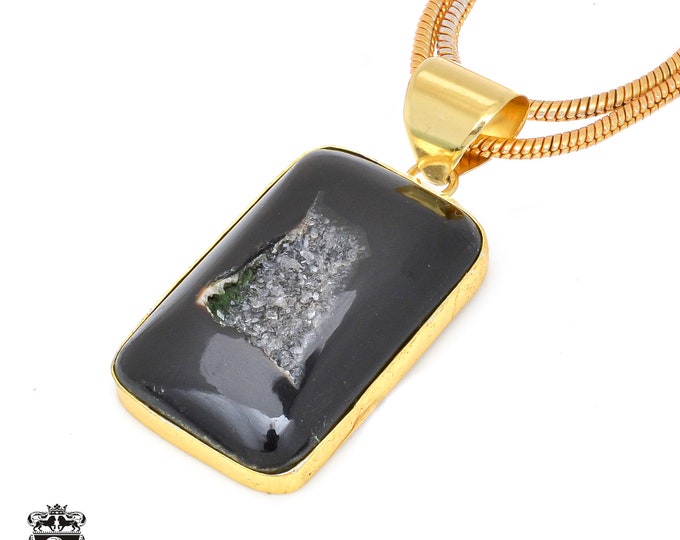 Agate Druzy Pendant Necklaces & FREE 3MM Italian 925 Sterling Silver Chain GPH491