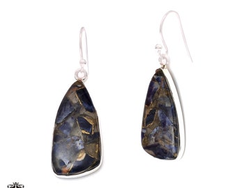 Pyrite Sodalite 925 Sterling Silver Hook Dangle Earrings E329