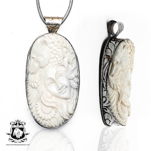 Lady Bear Eagle Carving Pendant & FREE 3MM Italian 925 Sterling Silver Chain N399 image 1