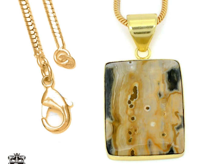 Ocean Jasper Pendant Necklaces & FREE 3MM Italian 925 Sterling Silver Chain GPH1294