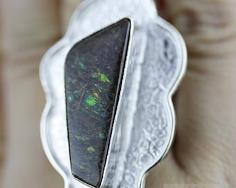 Size 6 Ammolite Fine 925 Sterling Silver Ring (Nickel Free) r1604