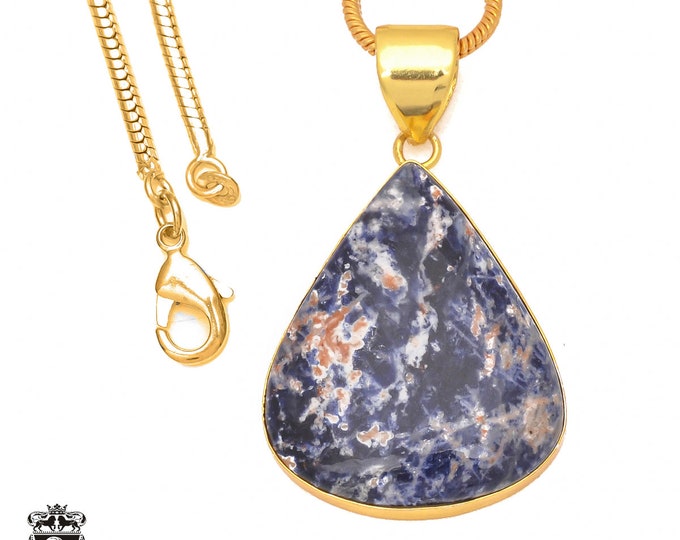 Sodalite Pendant Necklaces & FREE 3MM Italian 925 Sterling Silver Chain GPH335