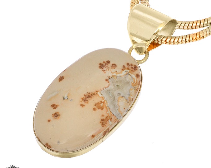 Yellow Dendritic Opal Pendant Necklaces & FREE 3MM Italian 925 Sterling Silver Chain GPH1106