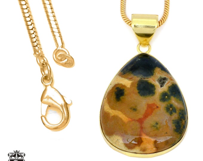 Ocean Jasper Pendant Necklaces & FREE 3MM Italian 925 Sterling Silver Chain GPH1300