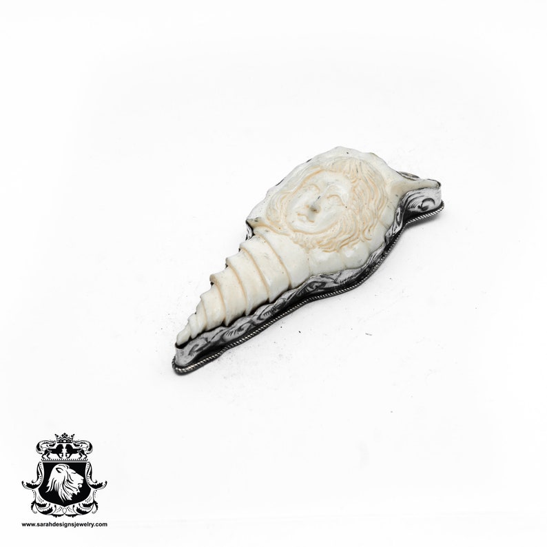 Conch Shell Lady Tibetan Repousse Silver Pendant 4MM Italian Snake Chain N470