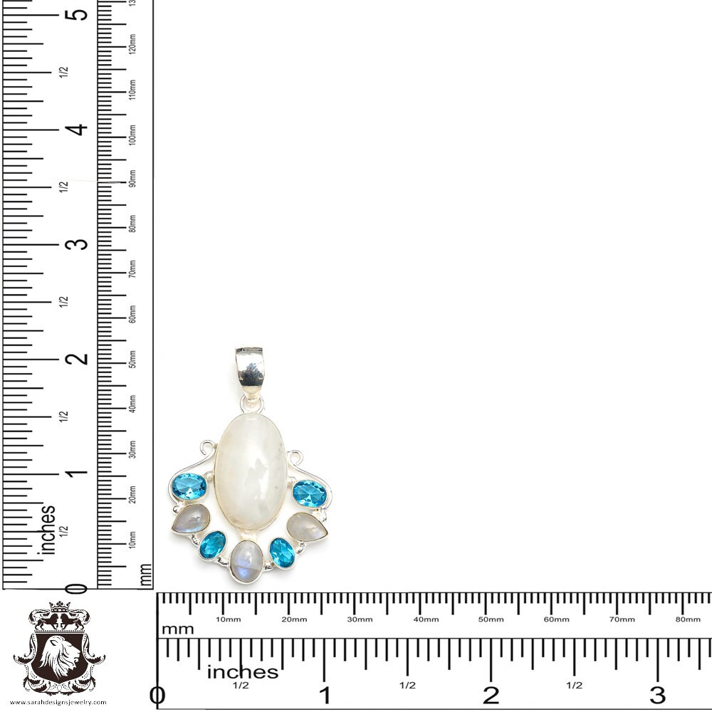 Pendentif En Argent Sterling 925 Avec Topaze Bleue - Deux Tons, 6,20 G, Neuf Sans Emballage, Origine Inde