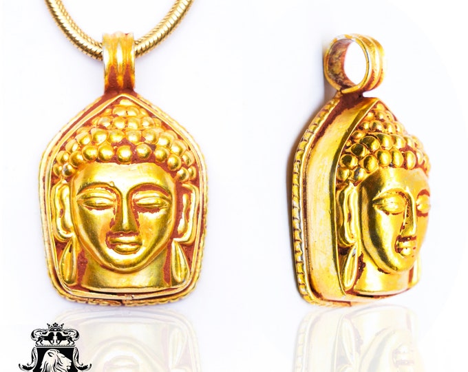 Meditation Zen Gautama Buddha Carving Pendant FREE 3MM Italian Snake Chain N50