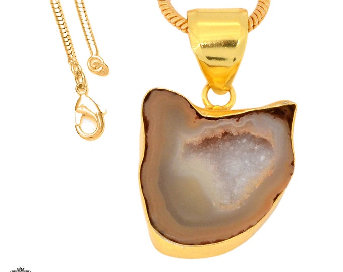 Tabasco Geode Pendant Necklaces & FREE 3MM Italian 925 Sterling Silver Chain GPH1051