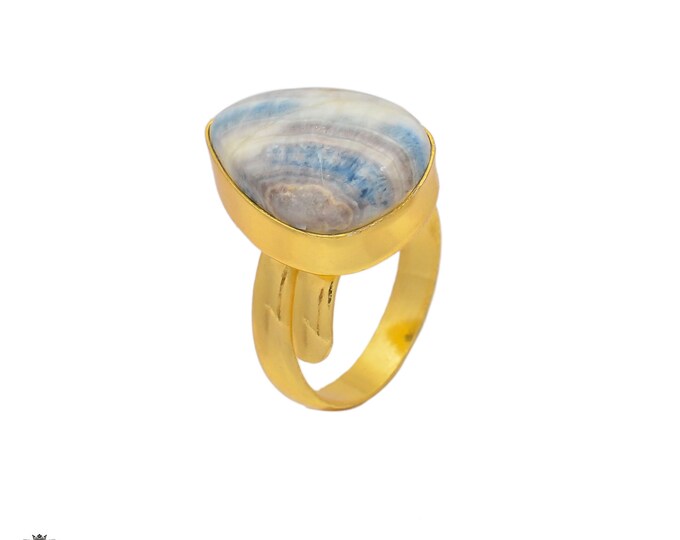 Size 8.5 - Size 10 Scheelite Ring Meditation Ring 24K Gold Ring GPR147