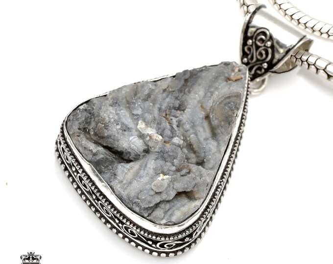 Desert Druzy Drusy Druze Pendant & FREE 3MM Italian 925 Sterling Silver Chain V128