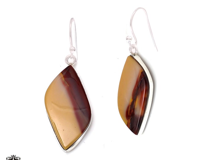 Mookaite 925 Sterling Silver Hook Dangle Earrings E308